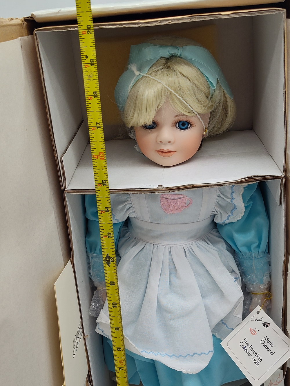 Marie Osmond Alice in Wonderland Porcelain Doll 1179/5000 COA Box Rabbit Vintage - Picture 16 of 16